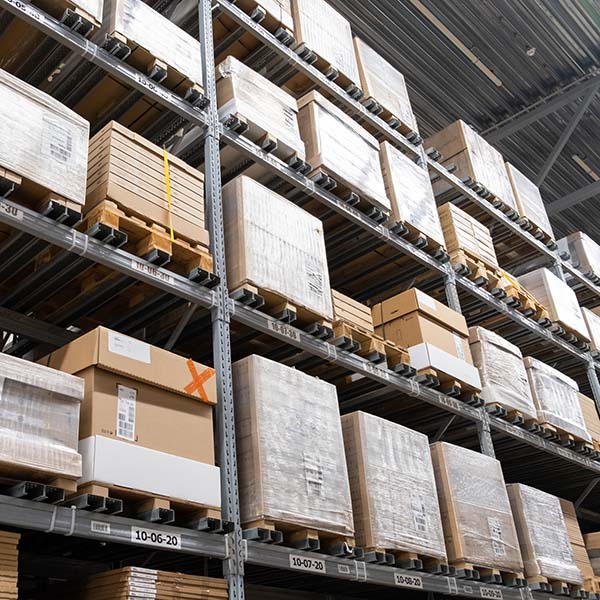 ST. PETERSBURG, RUSSIA - MARCH, 2019: Warehouse storage in an IKEA store. Founded in 1943, IKEA is the world s largest furniture retailer. IKEA operates 351 stores in 43 countries